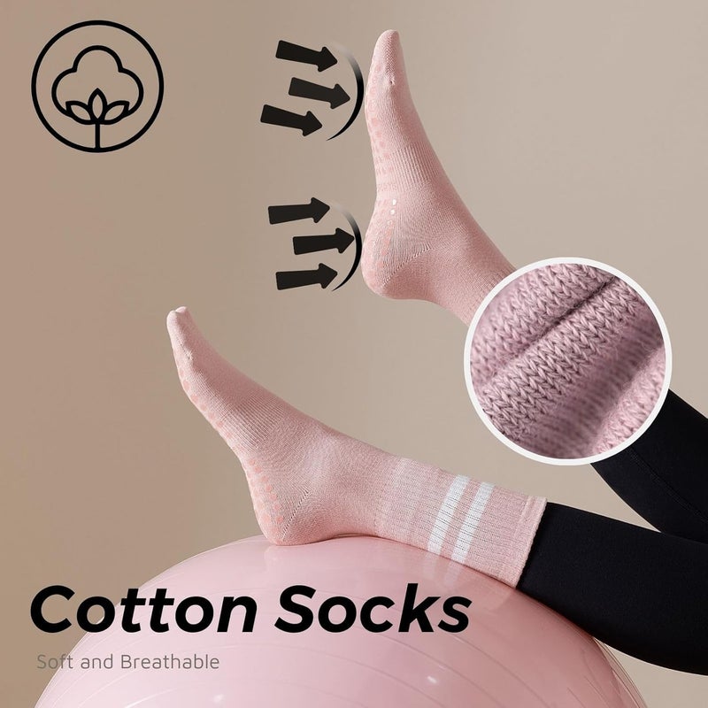 Soxbang 3/6 Pairs Cute Pilates Socks with Grips,Yoga Socks Barre Sock Non Slip Grip Embroidery for Barre Ballet Workout - Image 5